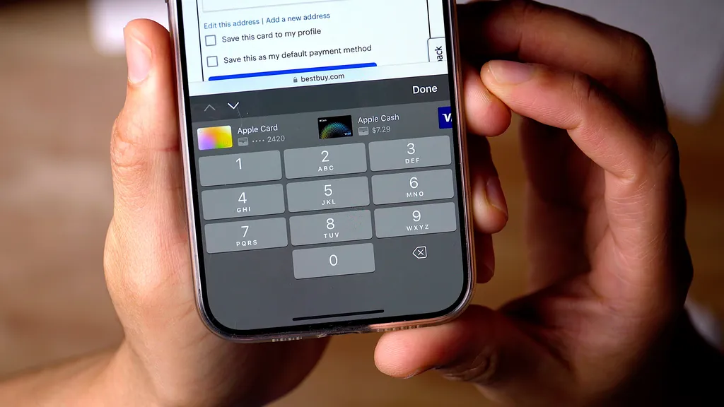 iOS 17.4のSafariにおけるApple Cashの自動入力オプション
